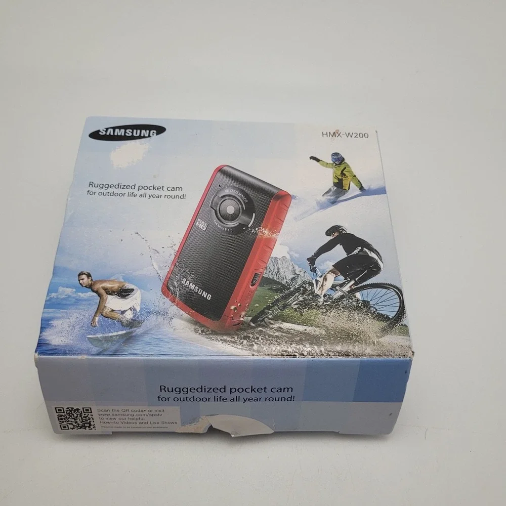 Samsung HMX-W200 Red Rugged Pocket Cam Waterproof Shockproof Full HD Camcorder